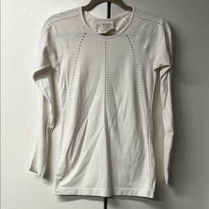 Athleta White Perforated Long Sleeve Top.